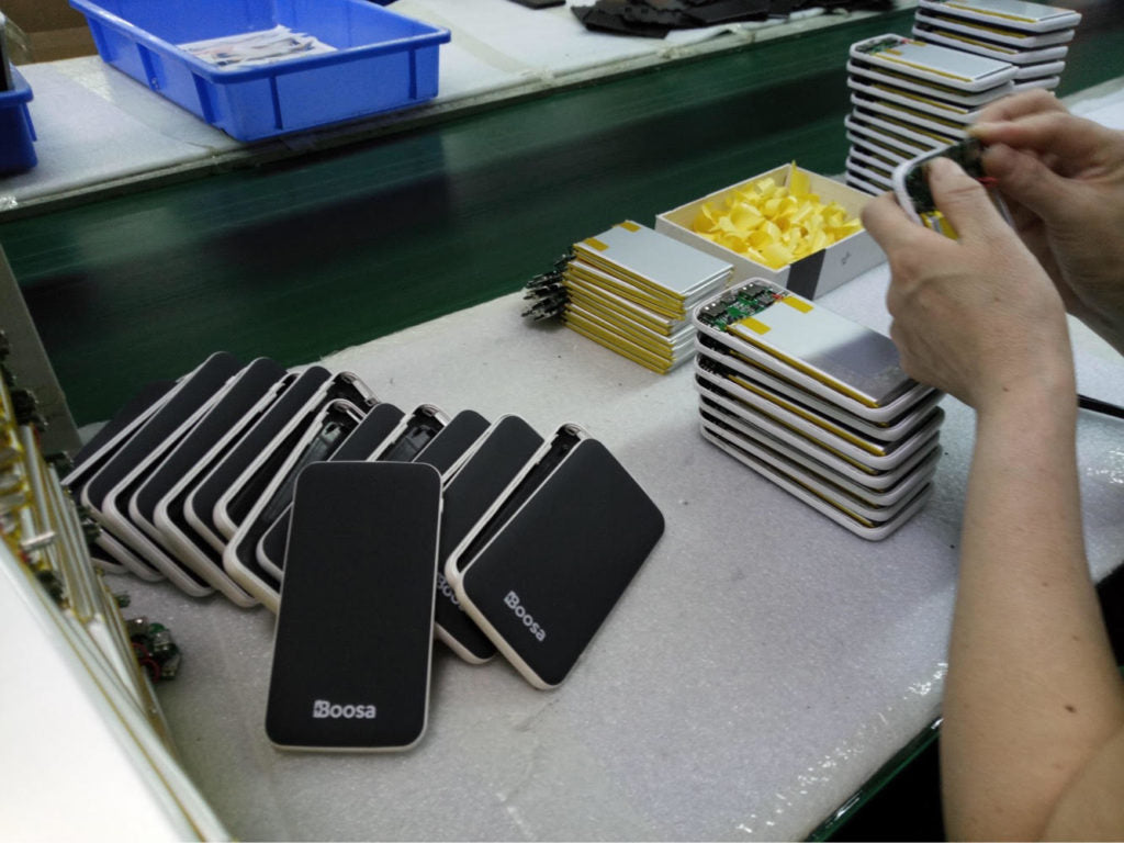 Boosa Macro M1 Power Banks on the Assembly Line